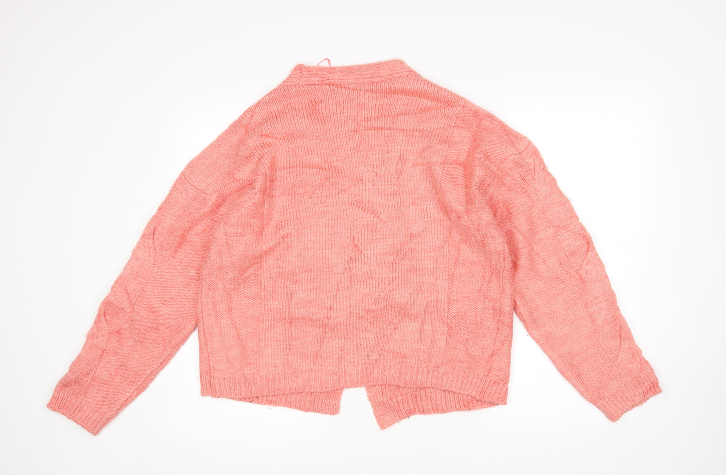 M&S Womens Pink V-Neck  Acrylic Cardigan Jumper Size M