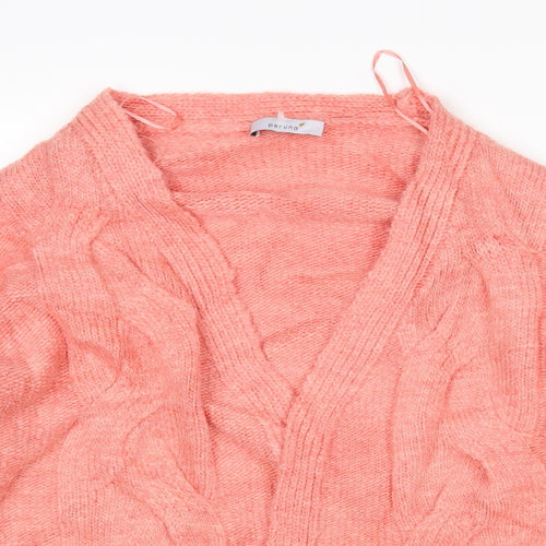 M&S Womens Pink V-Neck  Acrylic Cardigan Jumper Size M