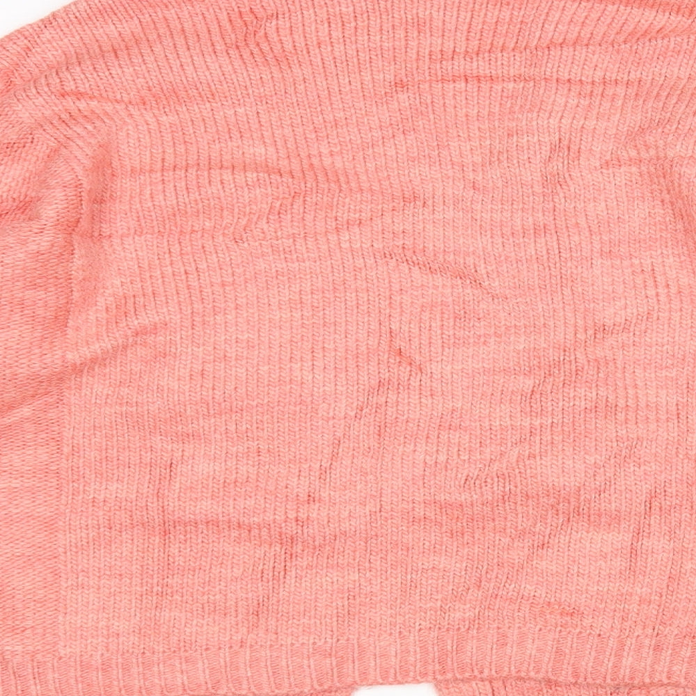 M&S Womens Pink V-Neck  Acrylic Cardigan Jumper Size M