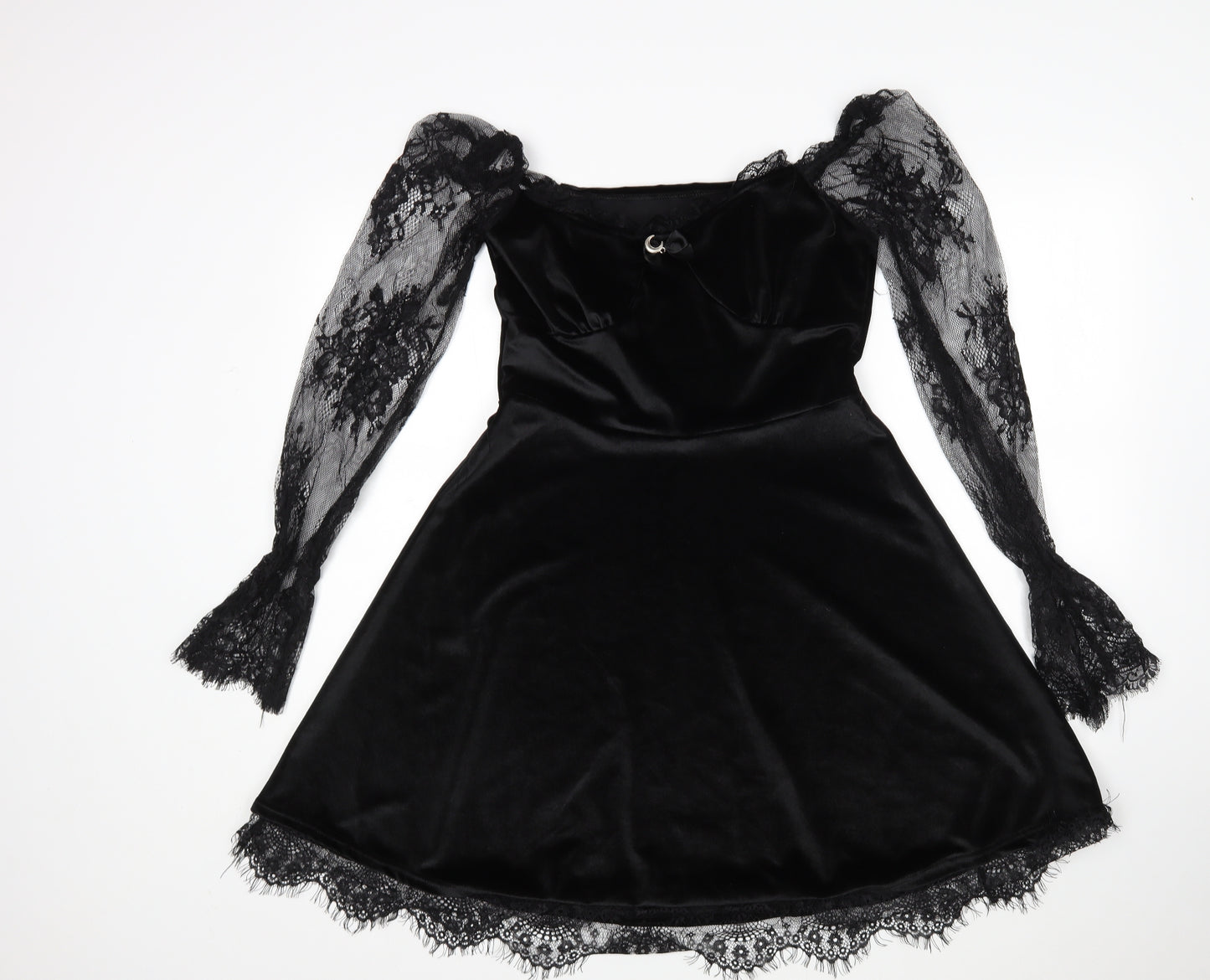 Preworn Womens Black  Cotton Mini  Size M V-Neck