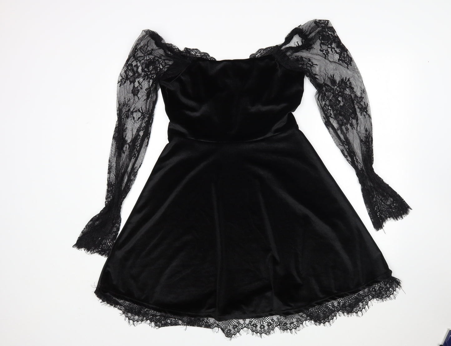 Preworn Womens Black  Cotton Mini  Size M V-Neck