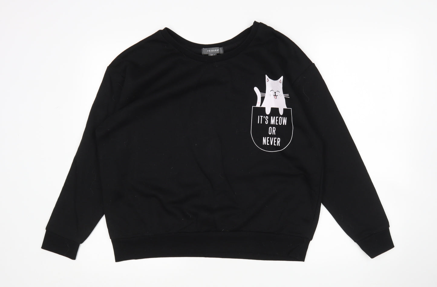 Primark Womens Black  Polyester Pullover Sweatshirt Size 16