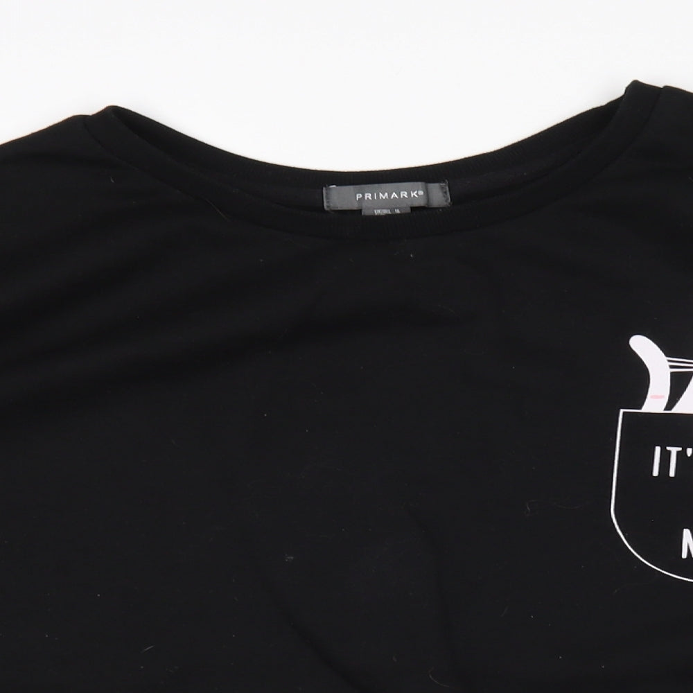 Primark Womens Black  Polyester Pullover Sweatshirt Size 16