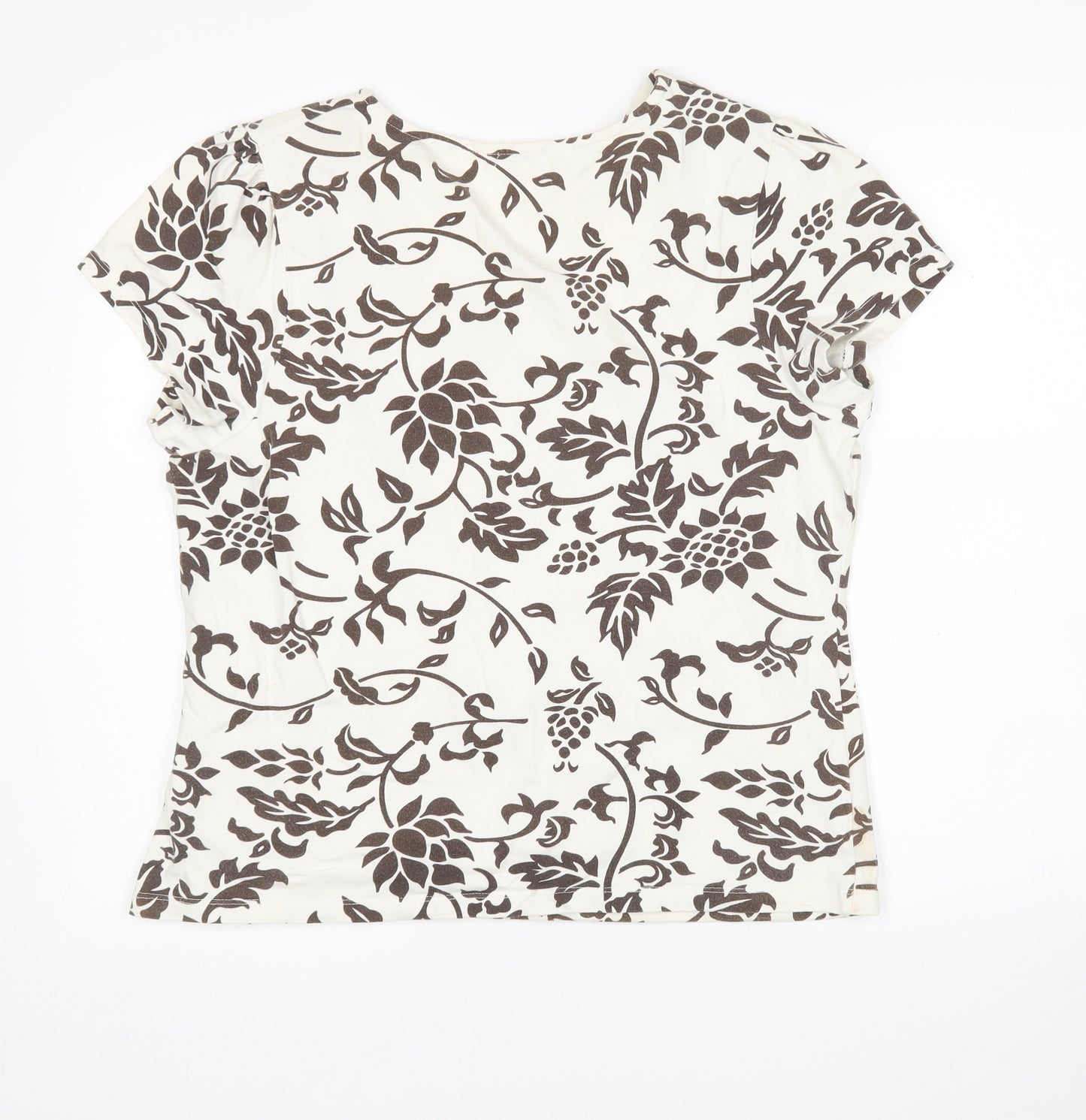 Laura D Womens Multicoloured Floral Cotton Basic T-Shirt Size 20 V-Neck