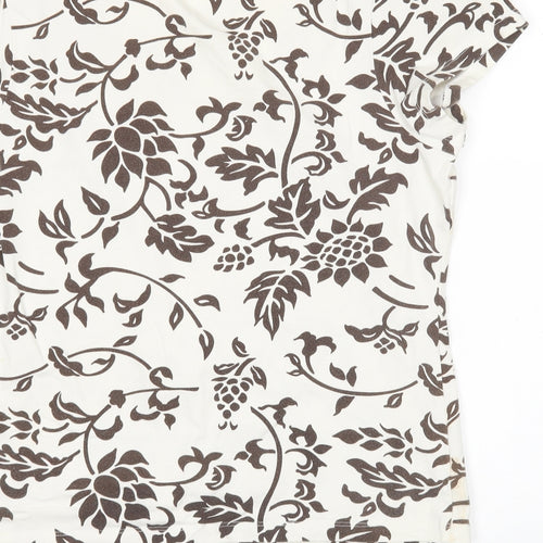 Laura D Womens Multicoloured Floral Cotton Basic T-Shirt Size 20 V-Neck