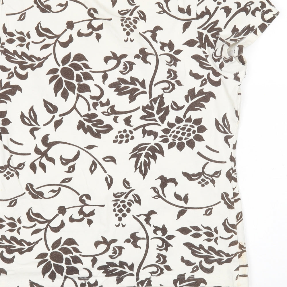 Laura D Womens Multicoloured Floral Cotton Basic T-Shirt Size 20 V-Neck