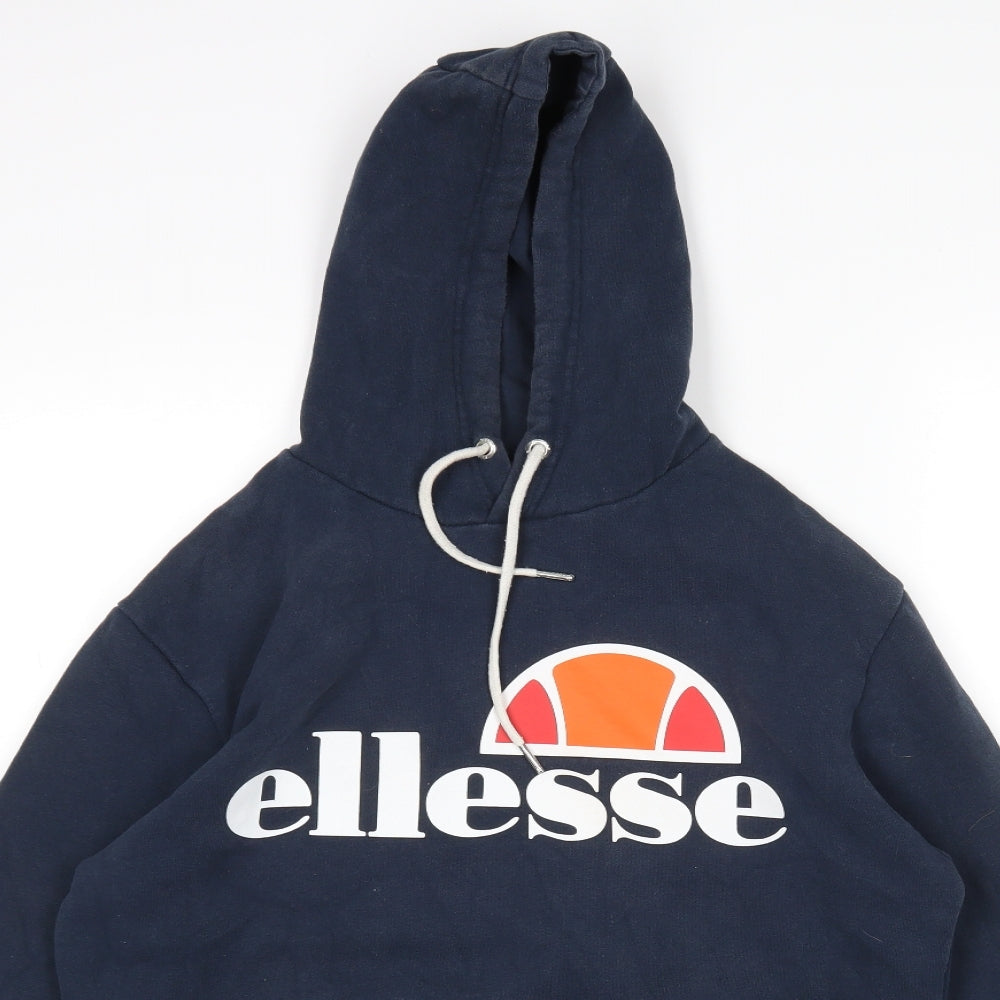 Elesse Mens Blue  Cotton Pullover Hoodie Size M