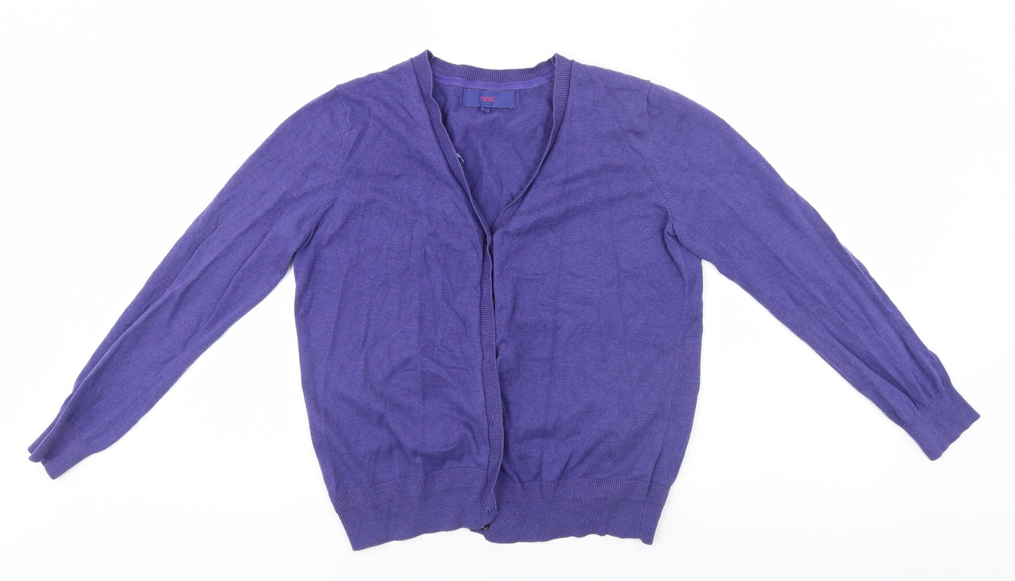 NEXT Womens Blue V-Neck  Cotton Cardigan Jumper Size 12