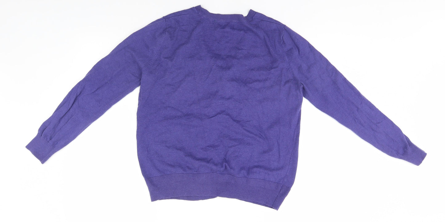 NEXT Womens Blue V-Neck  Cotton Cardigan Jumper Size 12