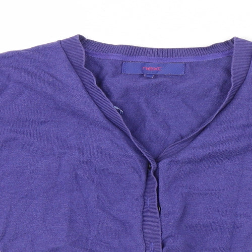 NEXT Womens Blue V-Neck  Cotton Cardigan Jumper Size 12