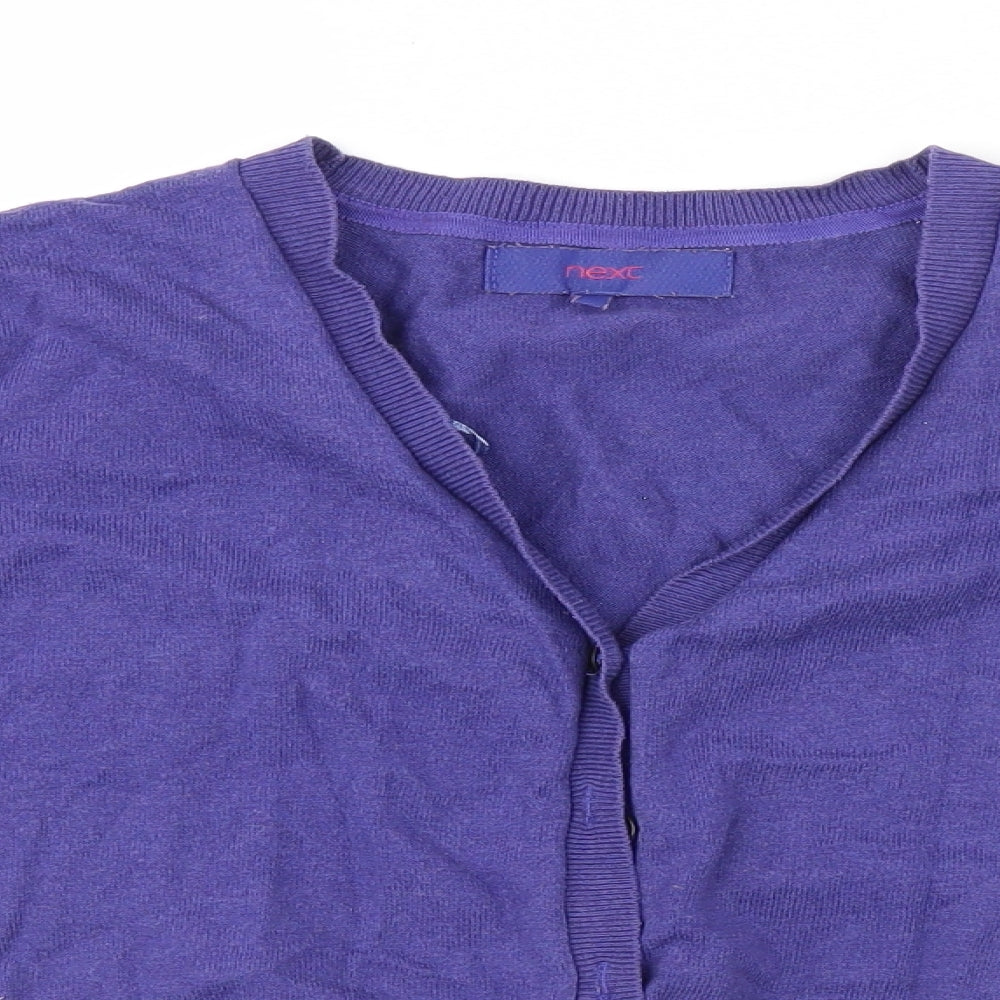 NEXT Womens Blue V-Neck  Cotton Cardigan Jumper Size 12