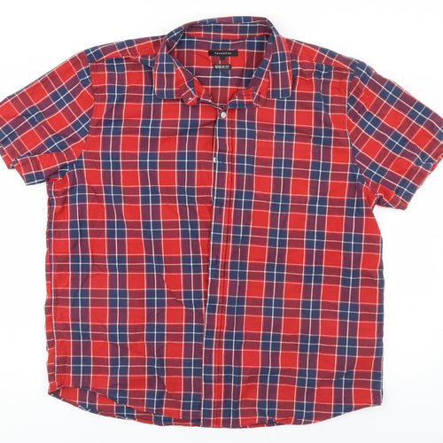 Peacocks Mens Red Plaid Cotton  Button-Up Size 2XL Collared