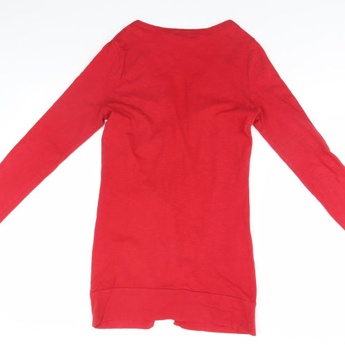 Dorothy Perkins Womens Red V-Neck  Cotton Cardigan Jumper Size 10