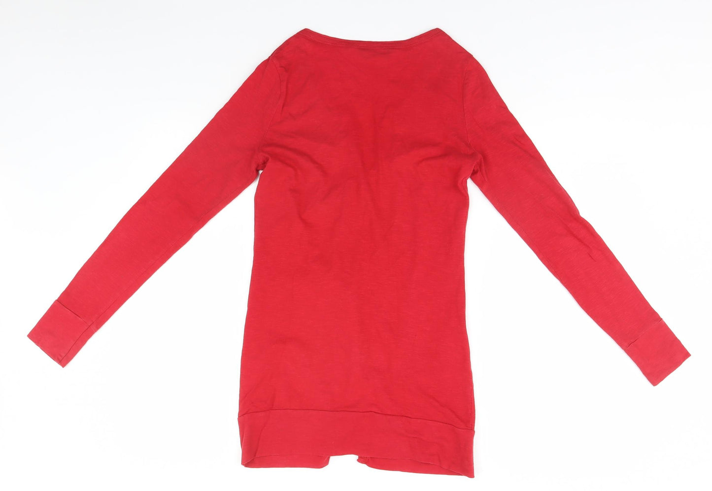 Dorothy Perkins Womens Red V-Neck  Cotton Cardigan Jumper Size 10