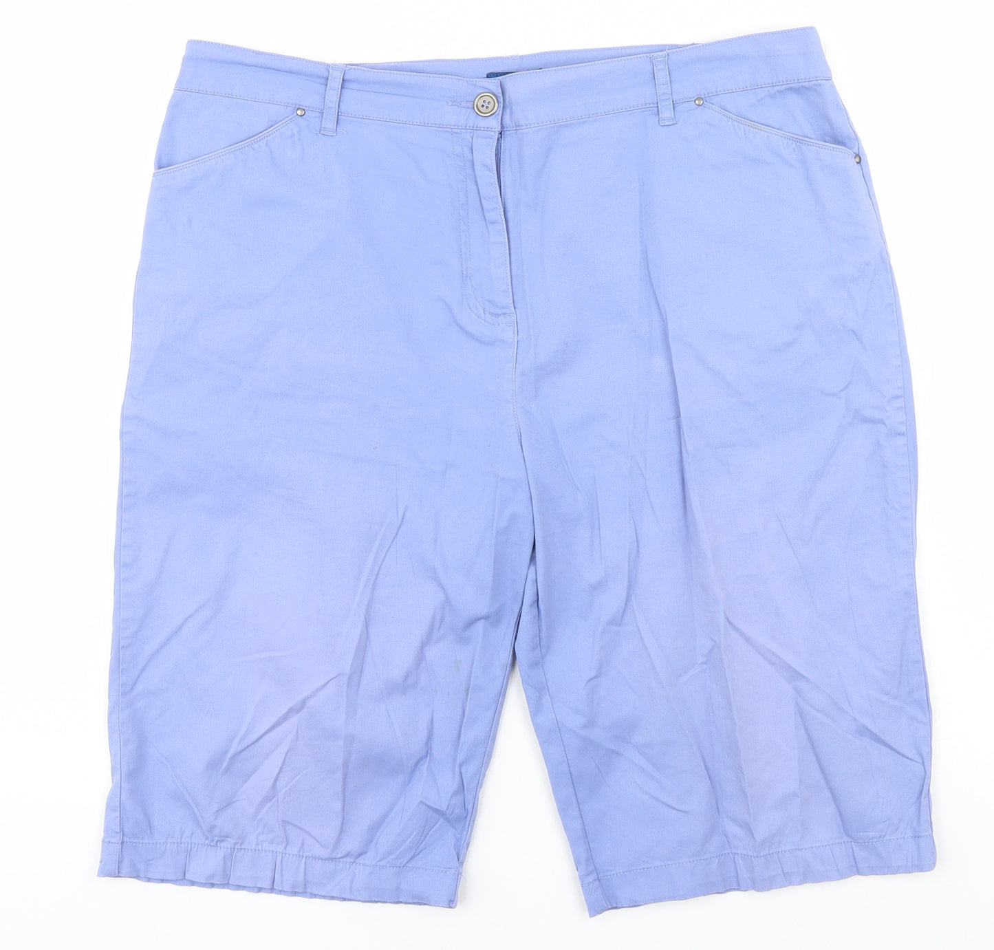 Cotton Traders Womens Blue  Cotton Cargo Shorts Size 18 L12 in Regular