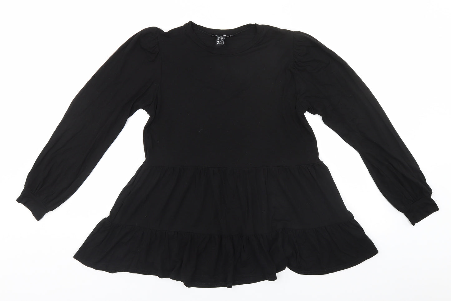 New Look Womens Black  Viscose Basic T-Shirt Size 10 Round Neck