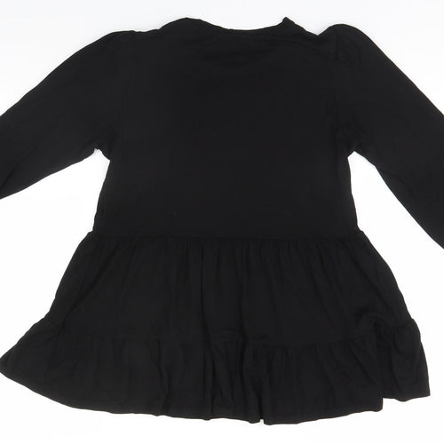 New Look Womens Black  Viscose Basic T-Shirt Size 10 Round Neck