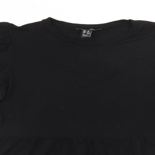 New Look Womens Black  Viscose Basic T-Shirt Size 10 Round Neck