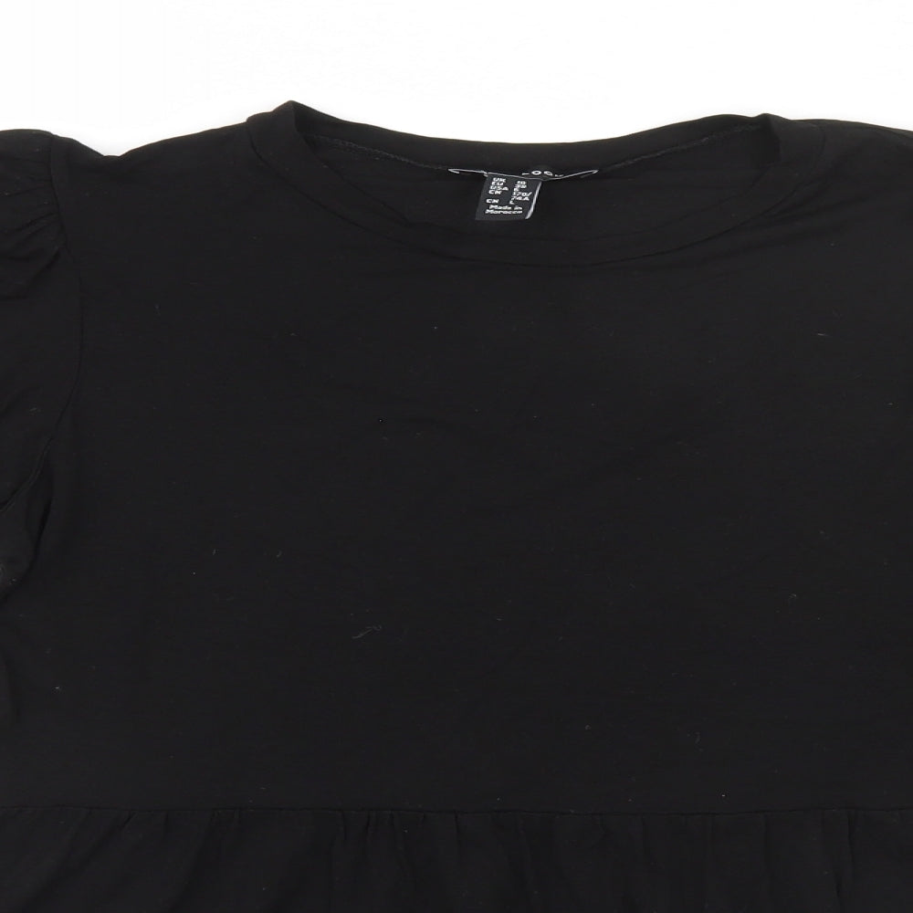 New Look Womens Black  Viscose Basic T-Shirt Size 10 Round Neck