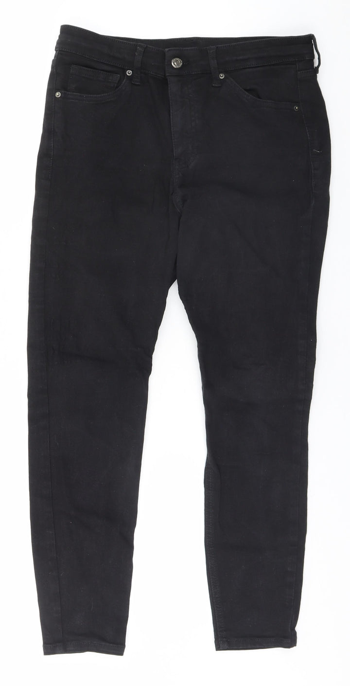 Topshop Womens Black Cotton Straight Jeans Size 30 in L26 in Regular