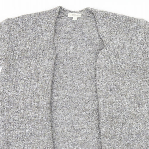 Monsoon Womens Grey Round Neck  Polyester Cardigan Jumper Size S