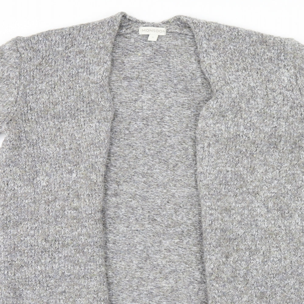 Monsoon Womens Grey Round Neck  Polyester Cardigan Jumper Size S