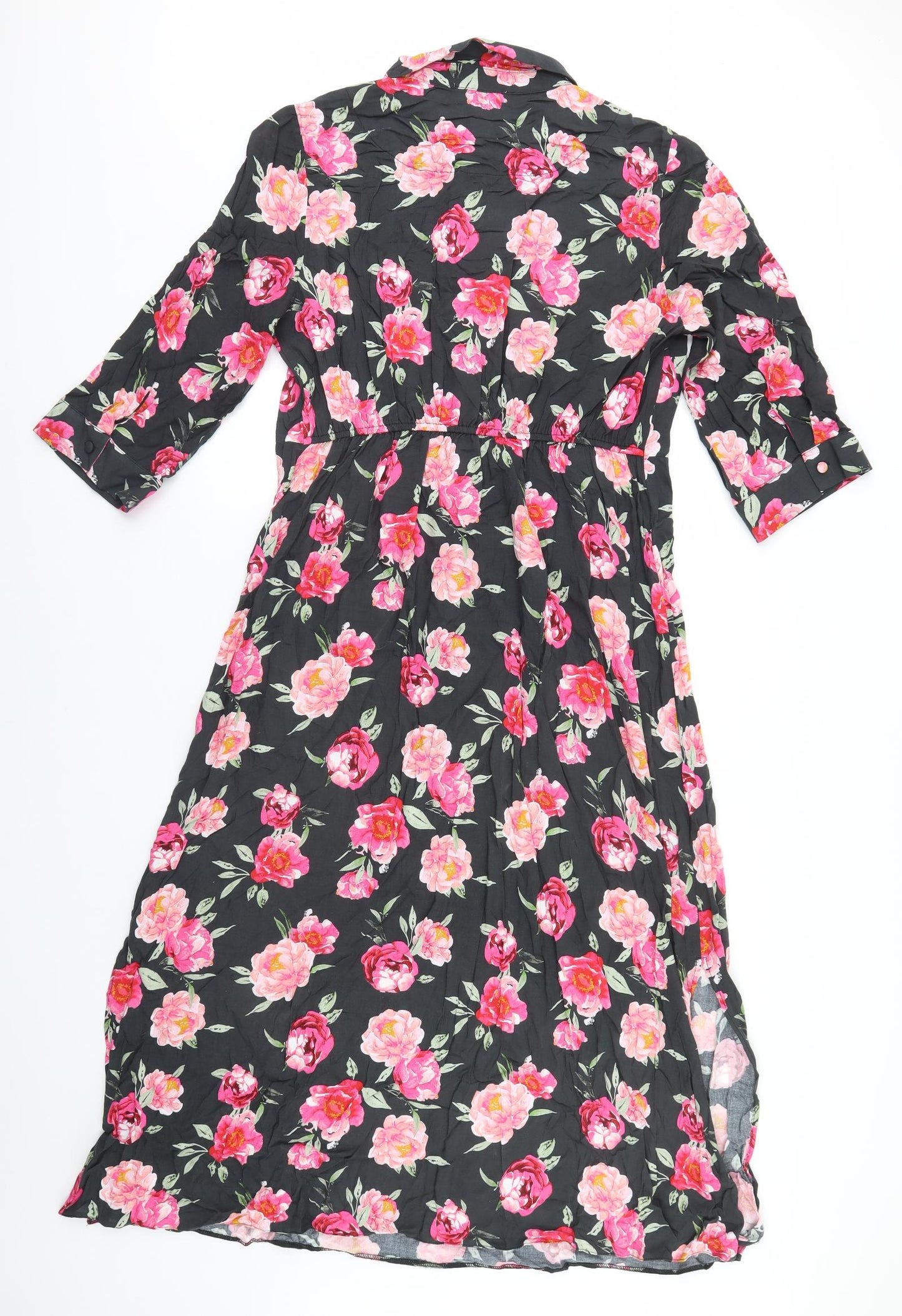 Nutmeg Womens Grey Floral Viscose A-Line  Size 16 Collared