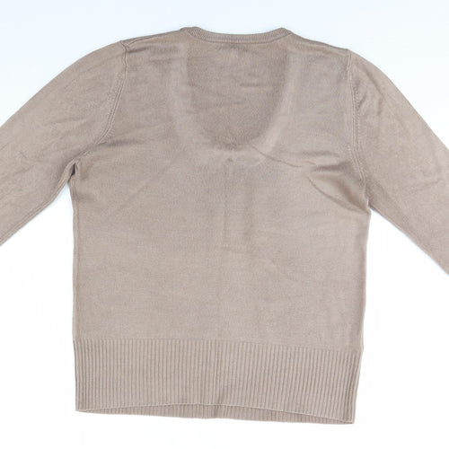 Papaya Womens Beige Round Neck  Acrylic Pullover Jumper Size 16