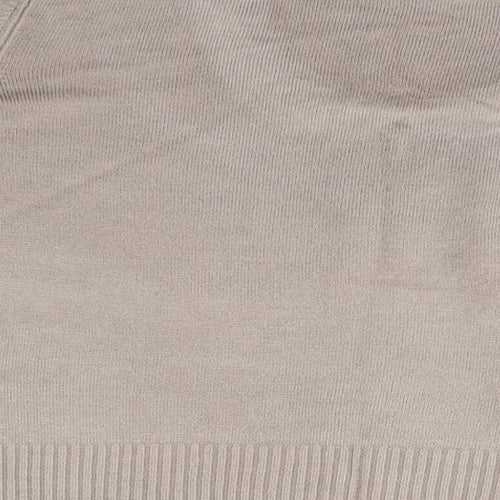 Papaya Womens Beige Round Neck  Acrylic Pullover Jumper Size 16