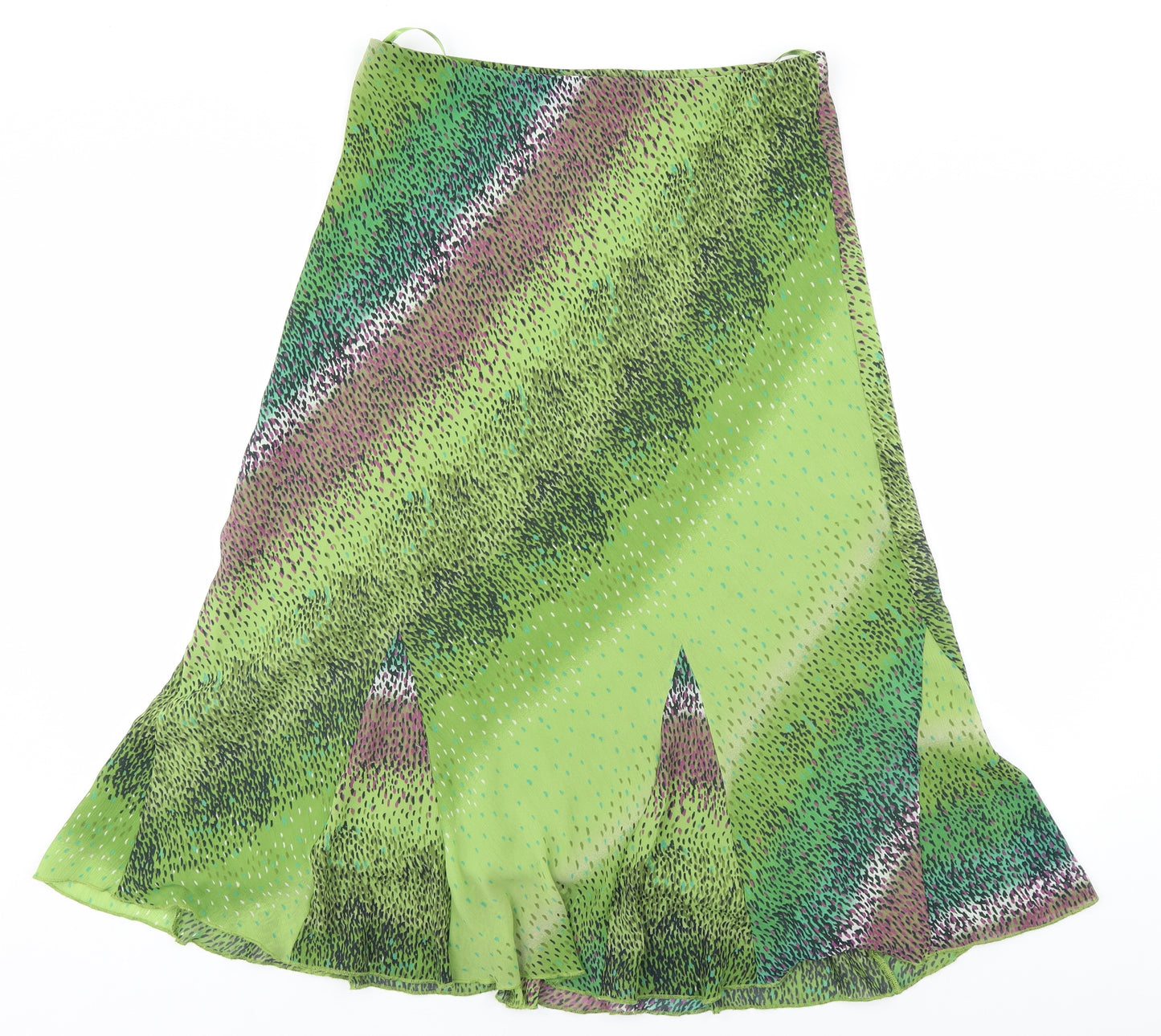 Per Una Womens Green Geometric Polyester Flare Skirt Size 14