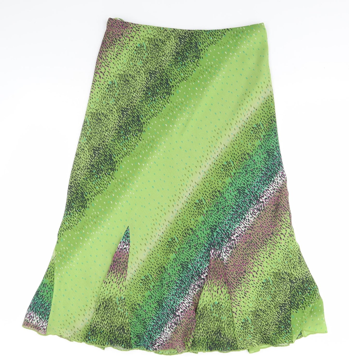 Per Una Womens Green Geometric Polyester Flare Skirt Size 14
