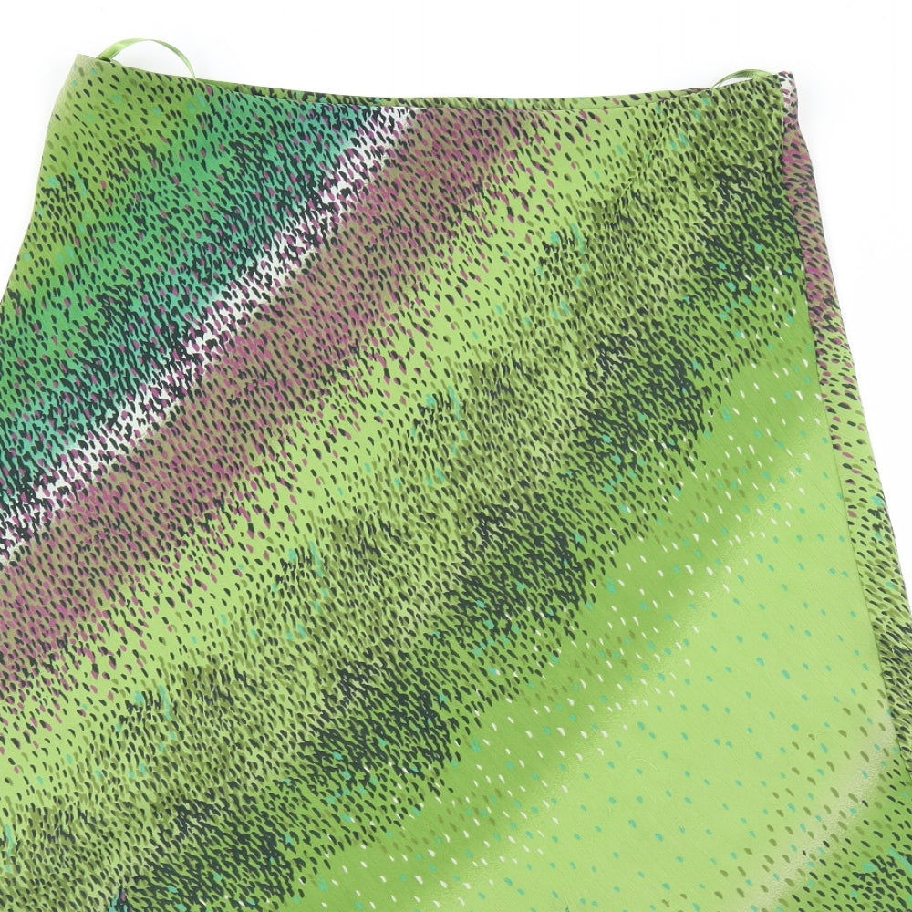 Per Una Womens Green Geometric Polyester Flare Skirt Size 14