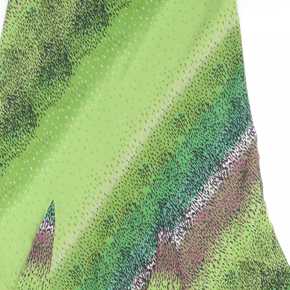 Per Una Womens Green Geometric Polyester Flare Skirt Size 14