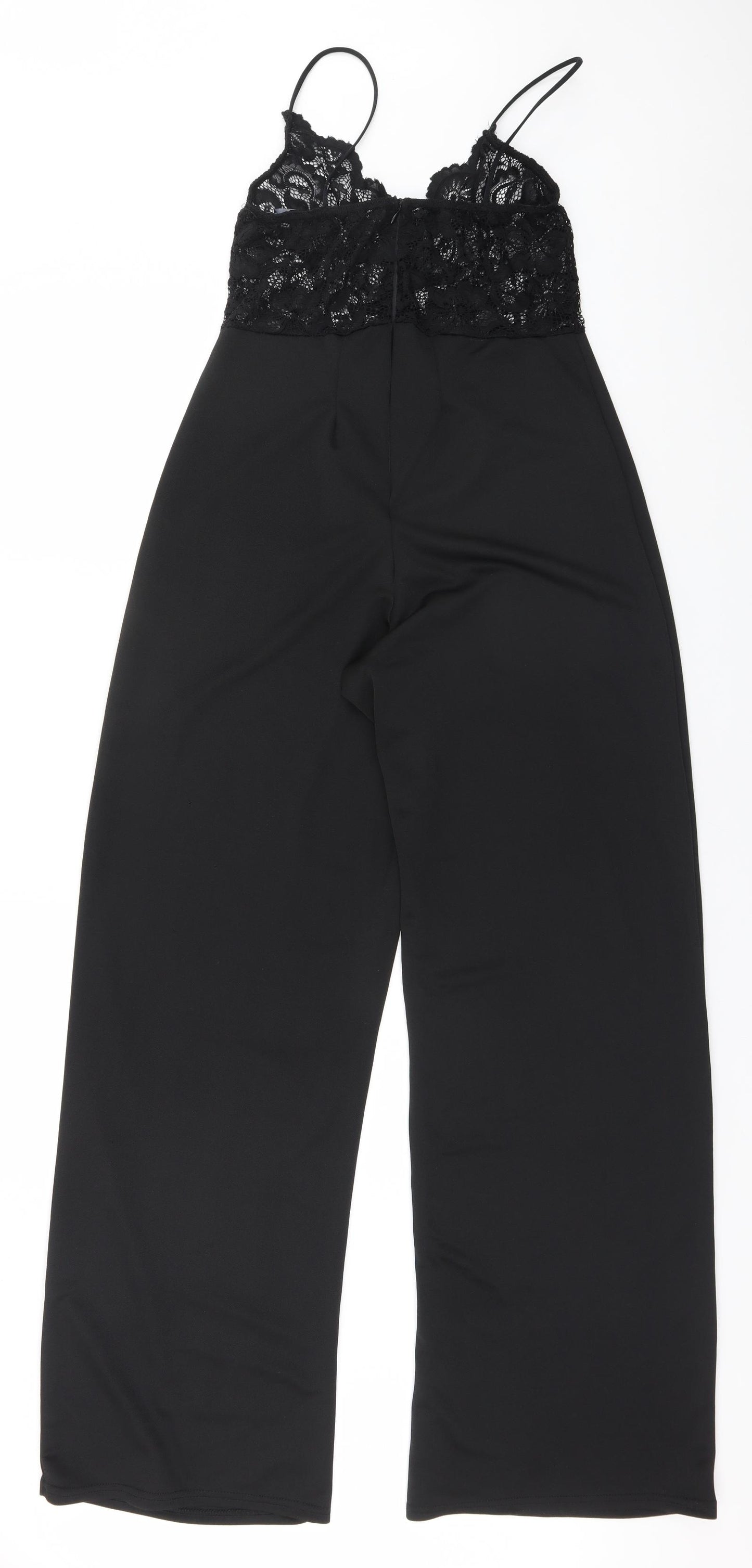 PRETTYLITTLETHING Womens Black  Polyester Jumpsuit One-Piece Size 14 L35 in
