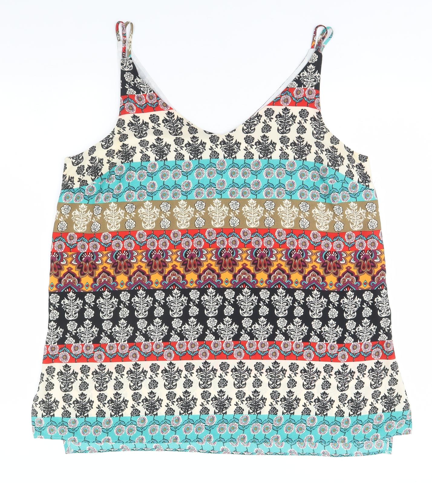 Papaya Womens Multicoloured Floral Polyester Basic Tank Size 18 Halter