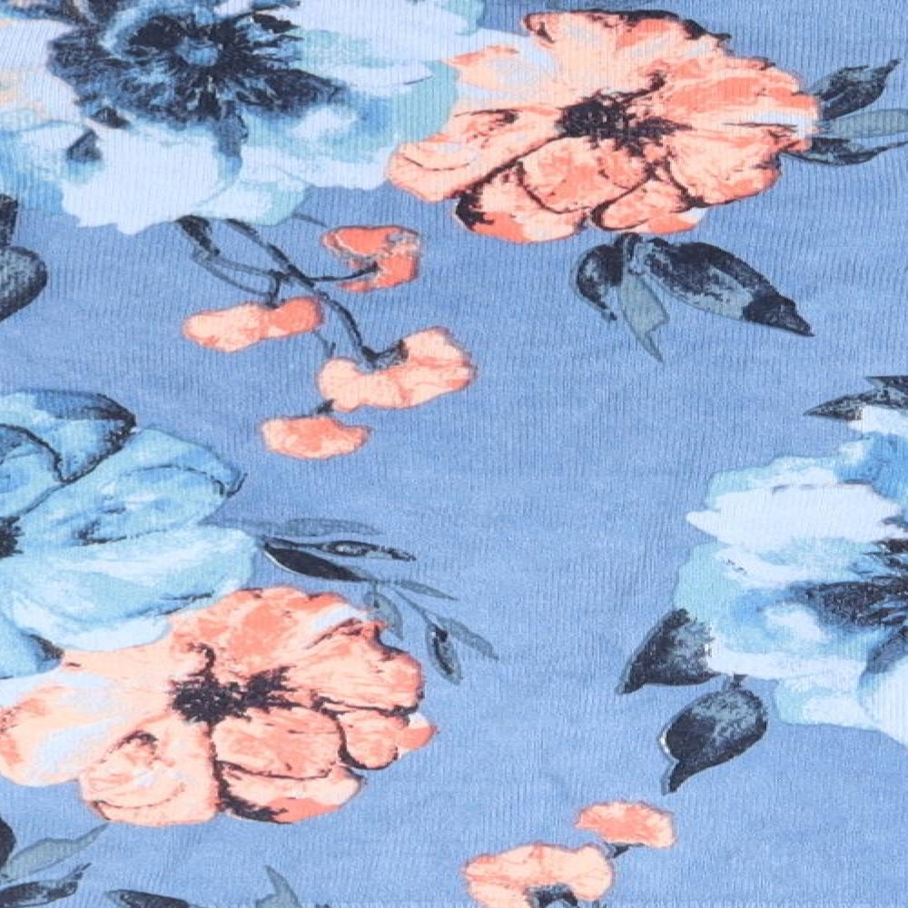 Maine Womens Blue Round Neck Floral Acrylic Pullover Jumper Size 12