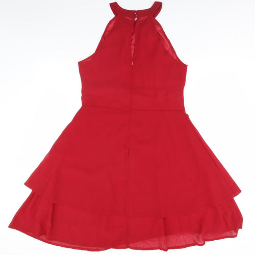 Preworn Womens Red  Polyester A-Line  Size L Round Neck