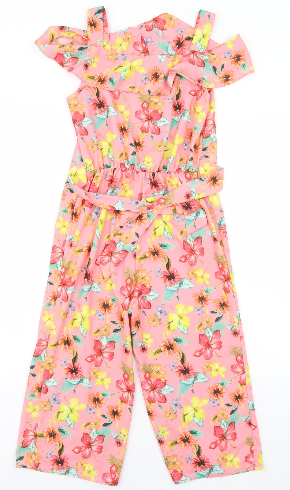 NEXT Girls Pink Floral Polyester Jumpsuit One-Piece Size 11 Years