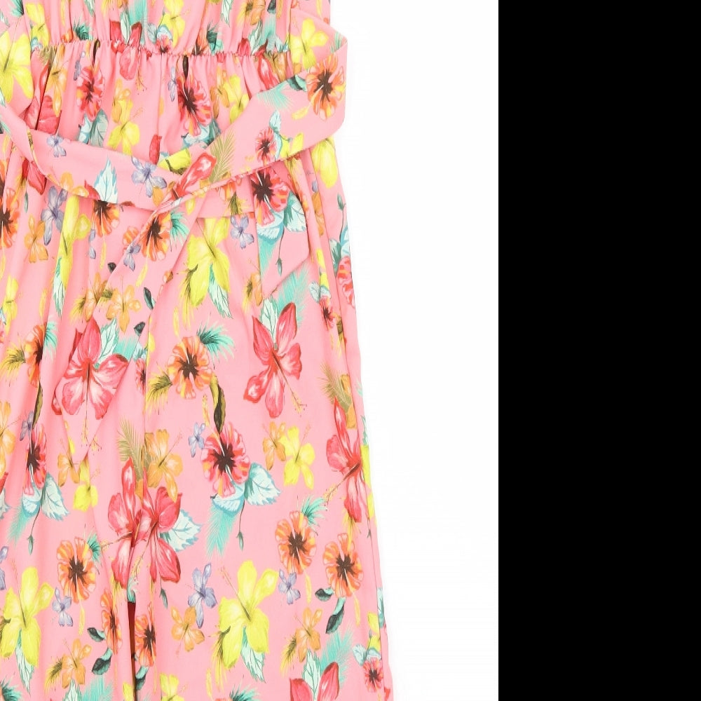 NEXT Girls Pink Floral Polyester Jumpsuit One-Piece Size 11 Years