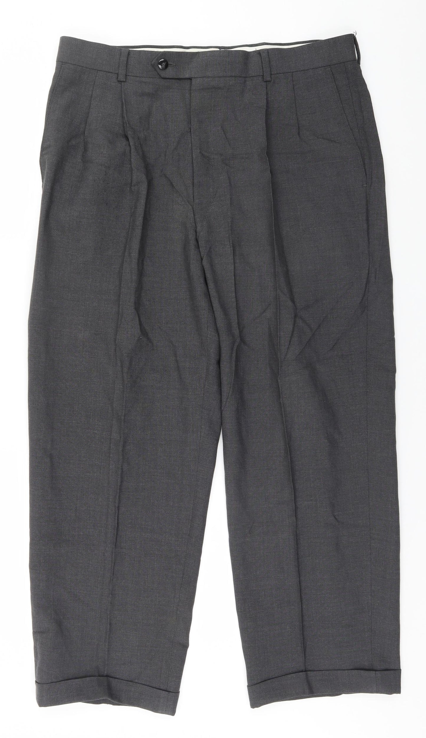 Preworn Mens Grey  Polyester Trousers  Size 36 L28 in Regular