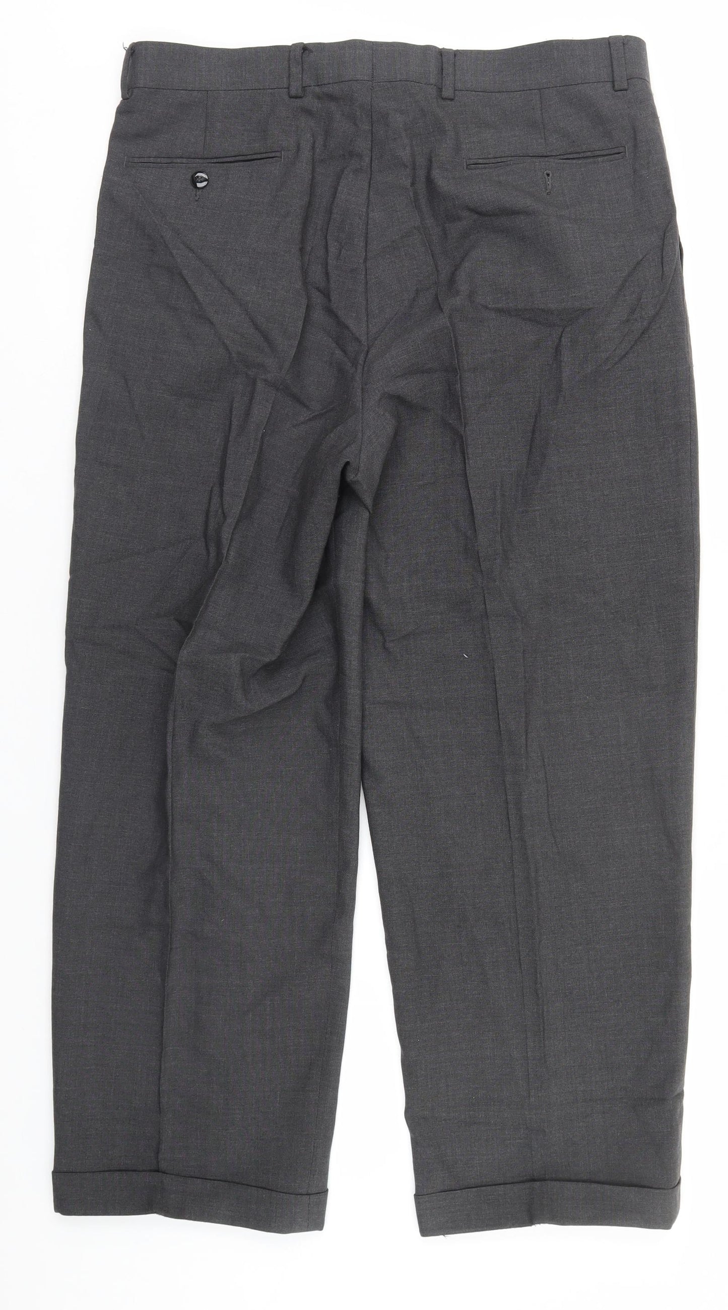 Preworn Mens Grey  Polyester Trousers  Size 36 L28 in Regular