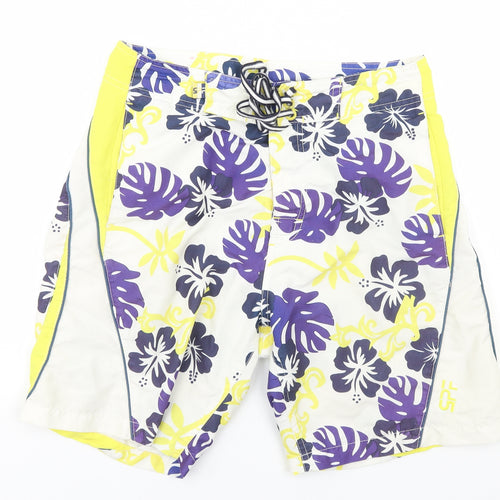 Springfield Mens Multicoloured Floral Polyester Athletic Shorts Size S L6 in Regular