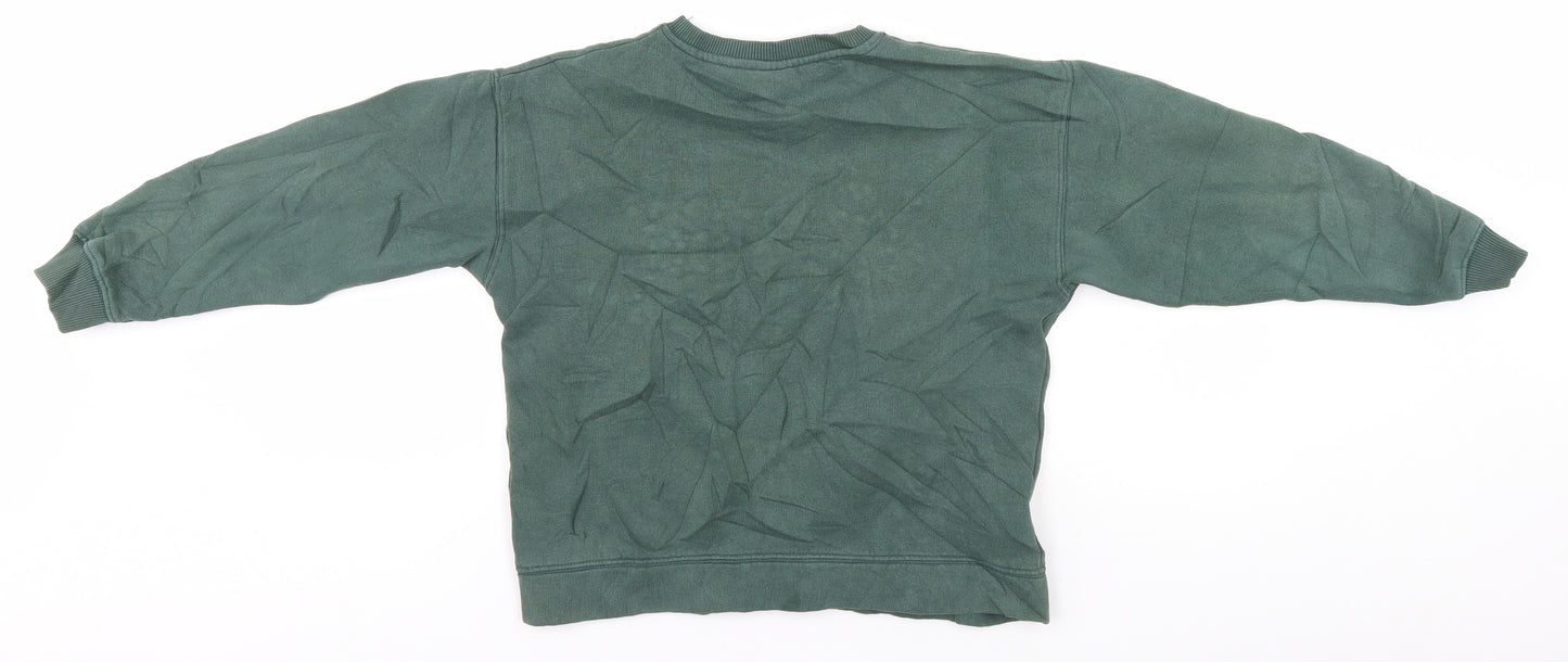 Zara Girls Green Round Neck  Cotton Pullover Jumper Size 11-12 Years