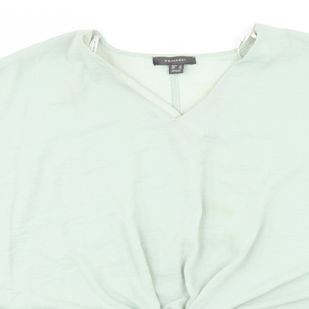 Primark Womens Green  Polyester Basic Blouse Size 18 V-Neck