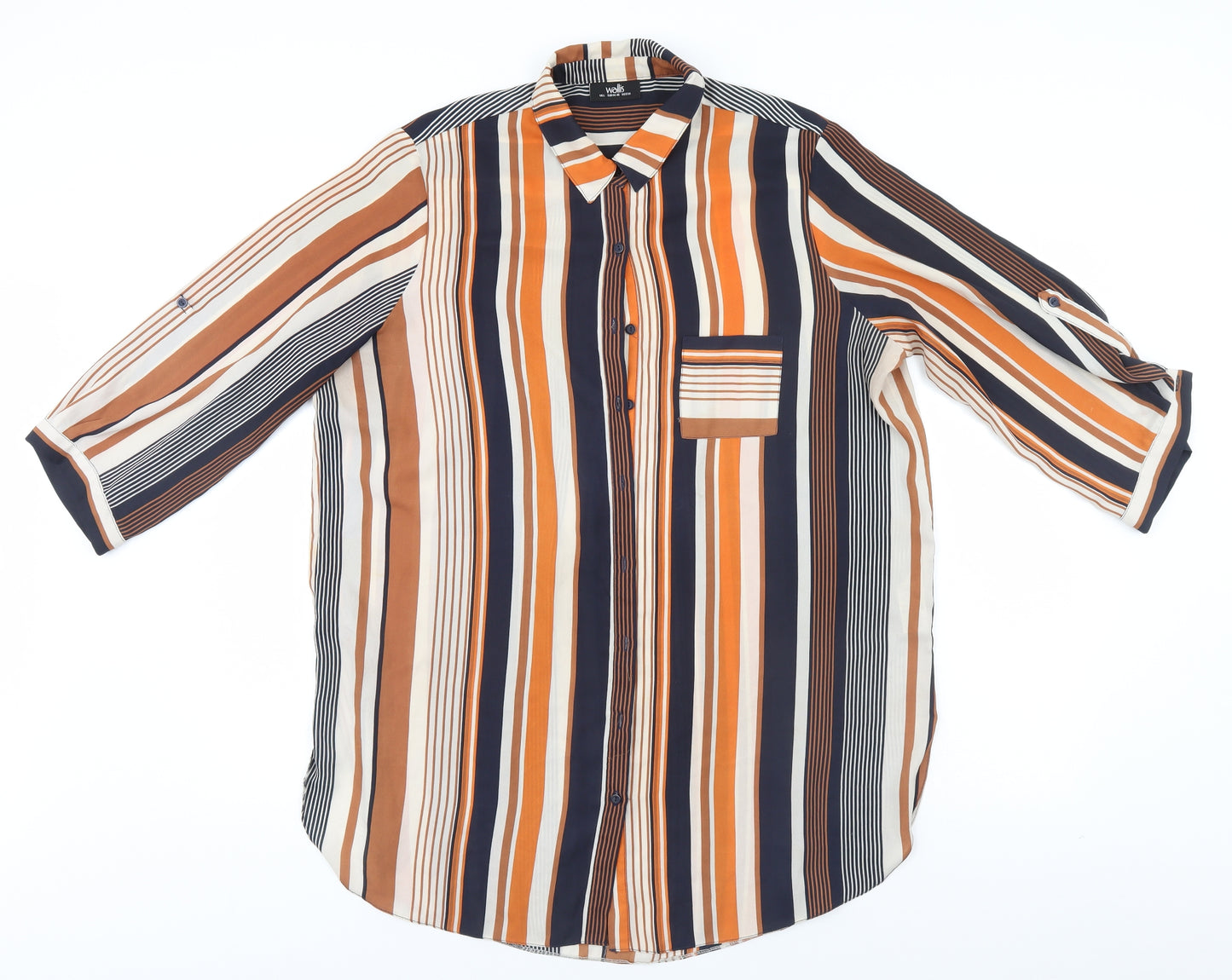 Wallis Mens Multicoloured Striped Polyester  Button-Up Size L Collared