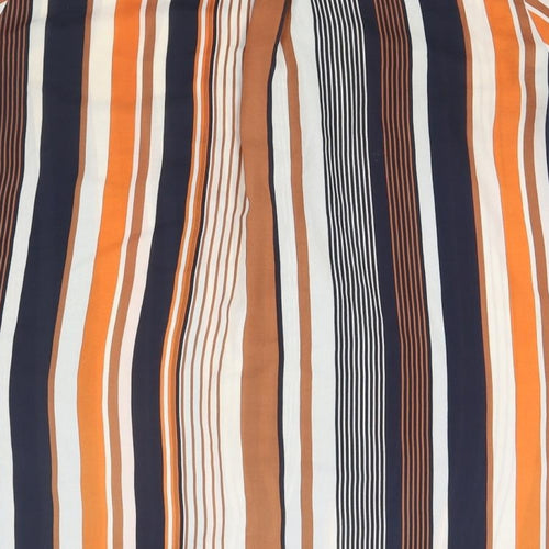 Wallis Mens Multicoloured Striped Polyester  Button-Up Size L Collared
