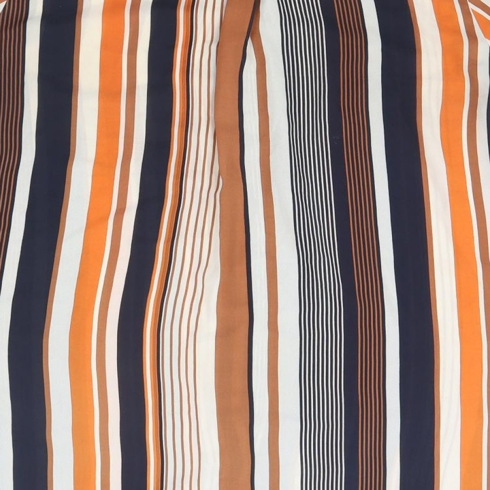 Wallis Mens Multicoloured Striped Polyester  Button-Up Size L Collared