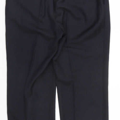 Armando Mens Blue Plaid Acetate Trousers   L26 in Regular