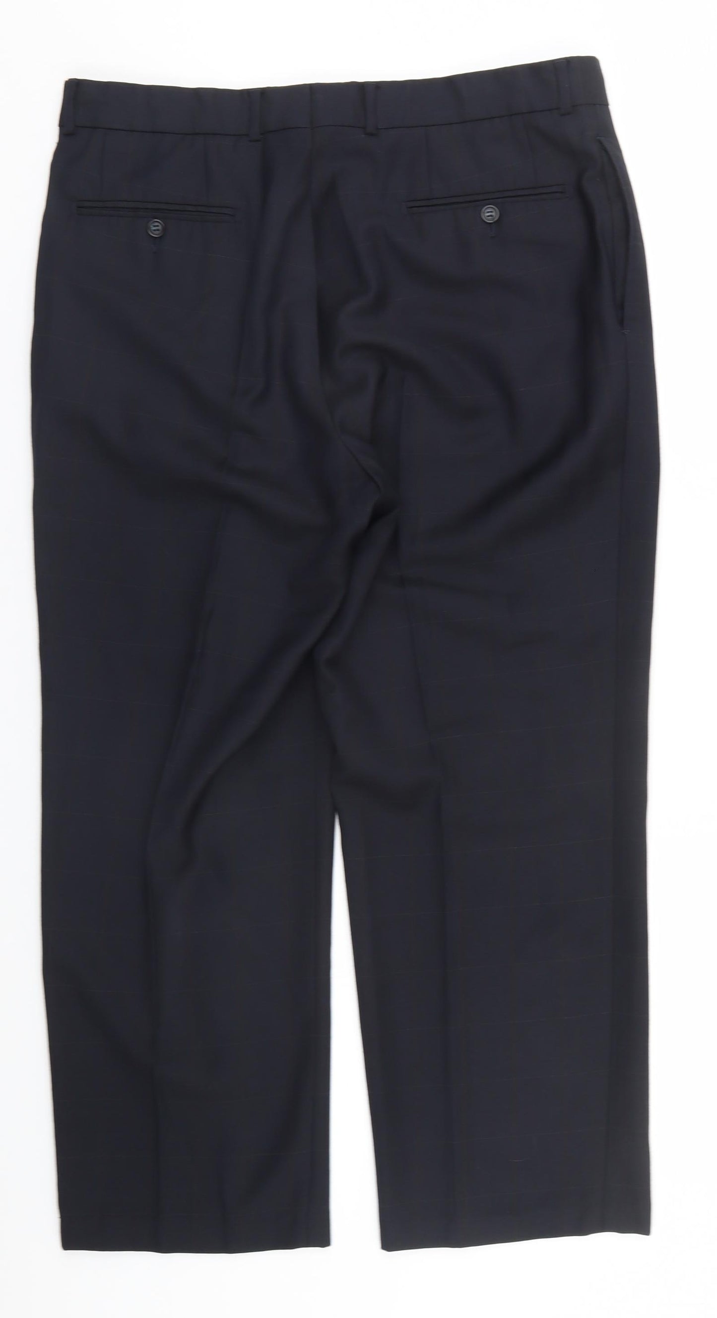 Armando Mens Blue Plaid Acetate Trousers   L26 in Regular