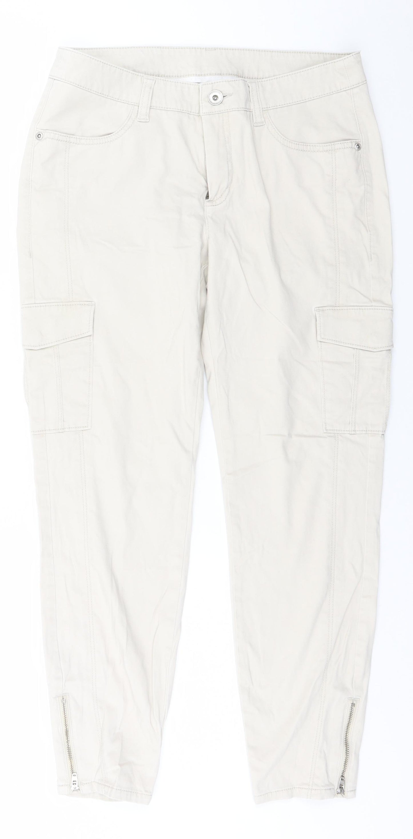 Yessica Womens Beige  Cotton Trousers  Size 10 L26 in Regular